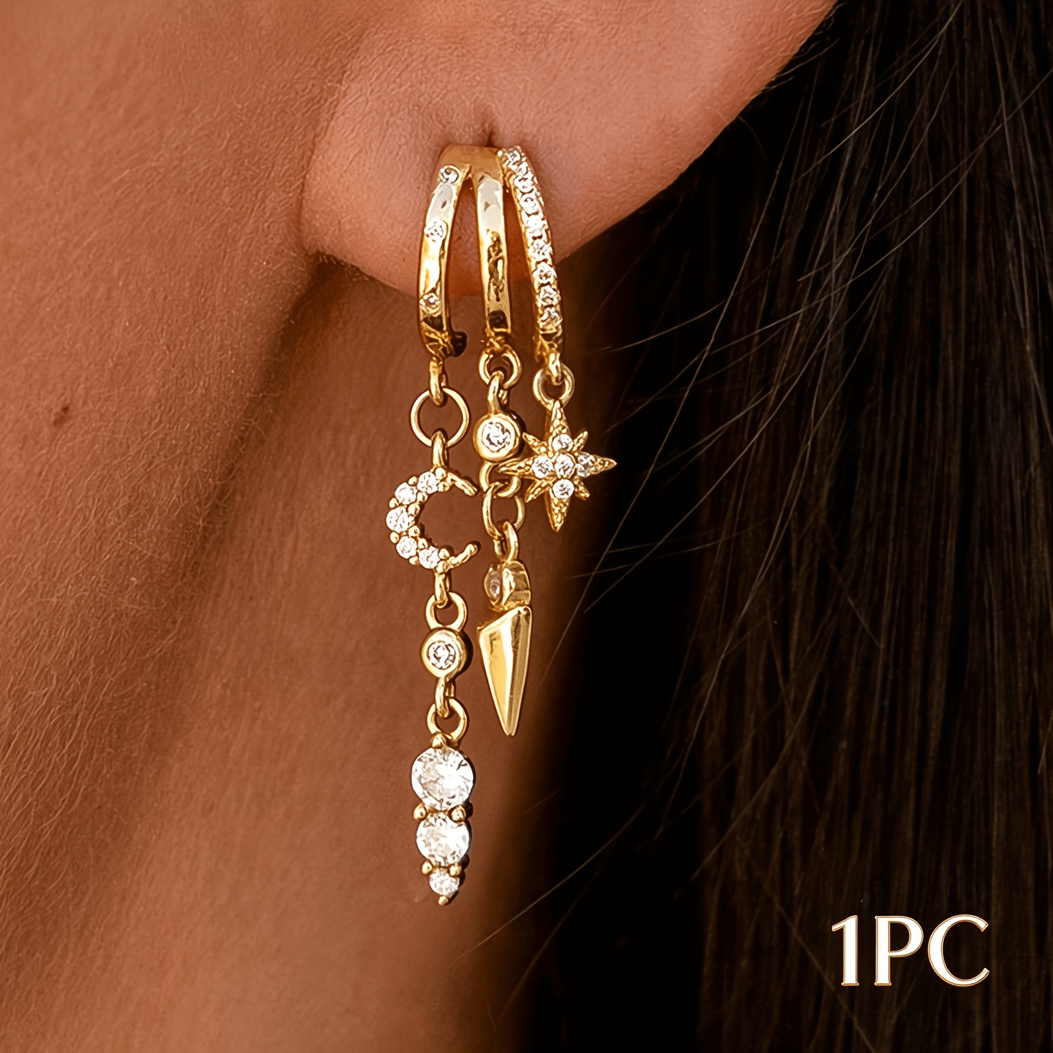 TEMU 1 Paire de boucles d'oreilles tendance à , boucles d'oreilles pendentives délicates, petites boucles d'oreilles à anneau, boucles d'oreilles