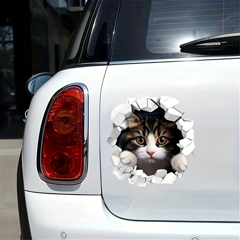 

Funny Cat Breaking Through Crack Decal - Vibrant Reflective Polyethylene Sticker For Cars, Motorcycles, Laptops, Windows, Walls - Durable Pvc Material