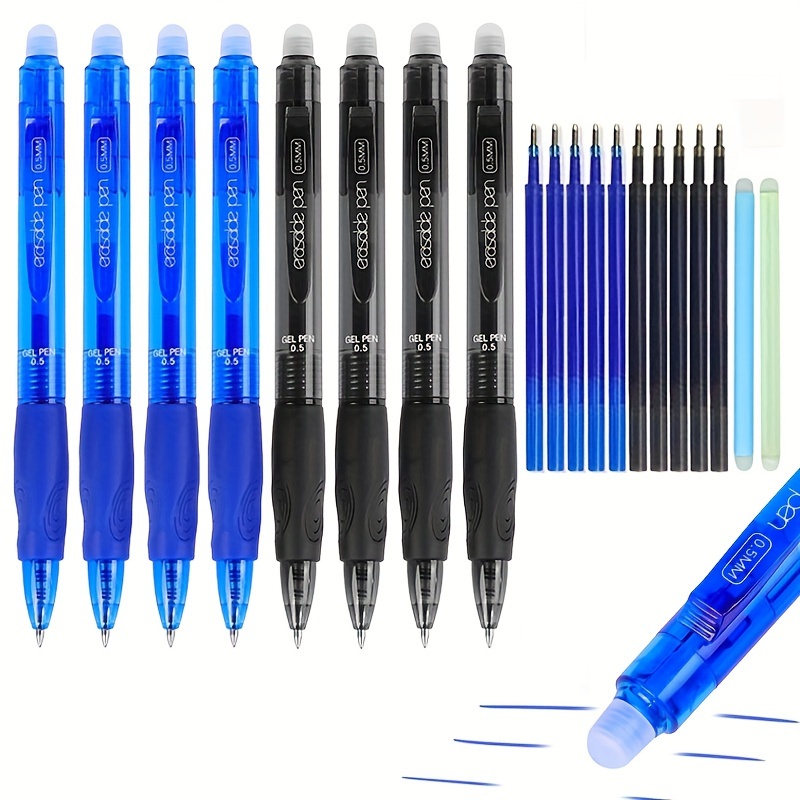 

Soft Rubber Pen Holds The Positive Posture To Press The Erasable Neutral Pen Set (2 Pens 15 Refills 2 Erasers)0.5mm Bullet Side Press The Friction Large Capacity Pen