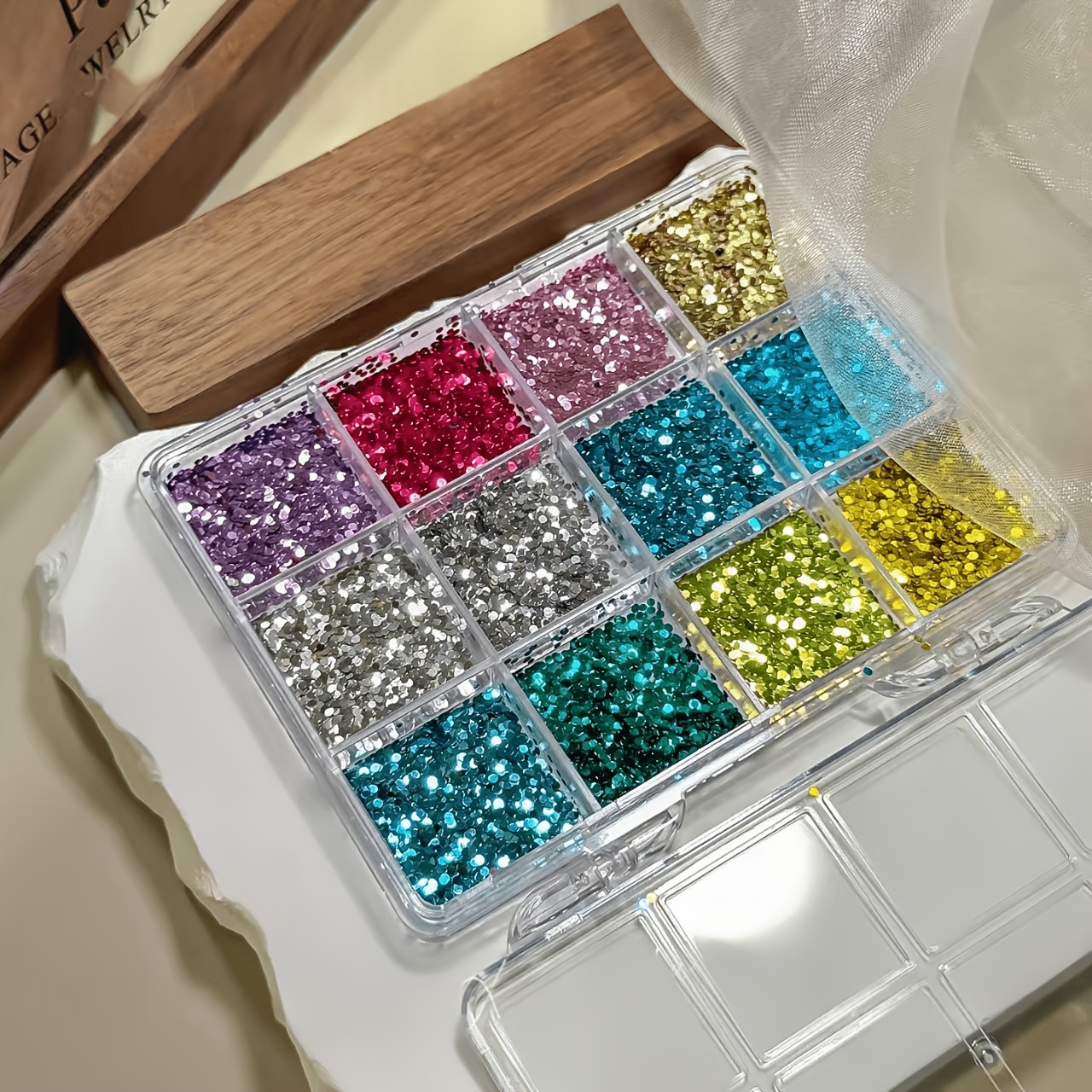 TEMU Nieuwe 12 Vak Macaron Polka Dot voor Nagel Sequins, Veelzijdige Kleur Dot Glitter Vlokken voor Nagel Decoratie