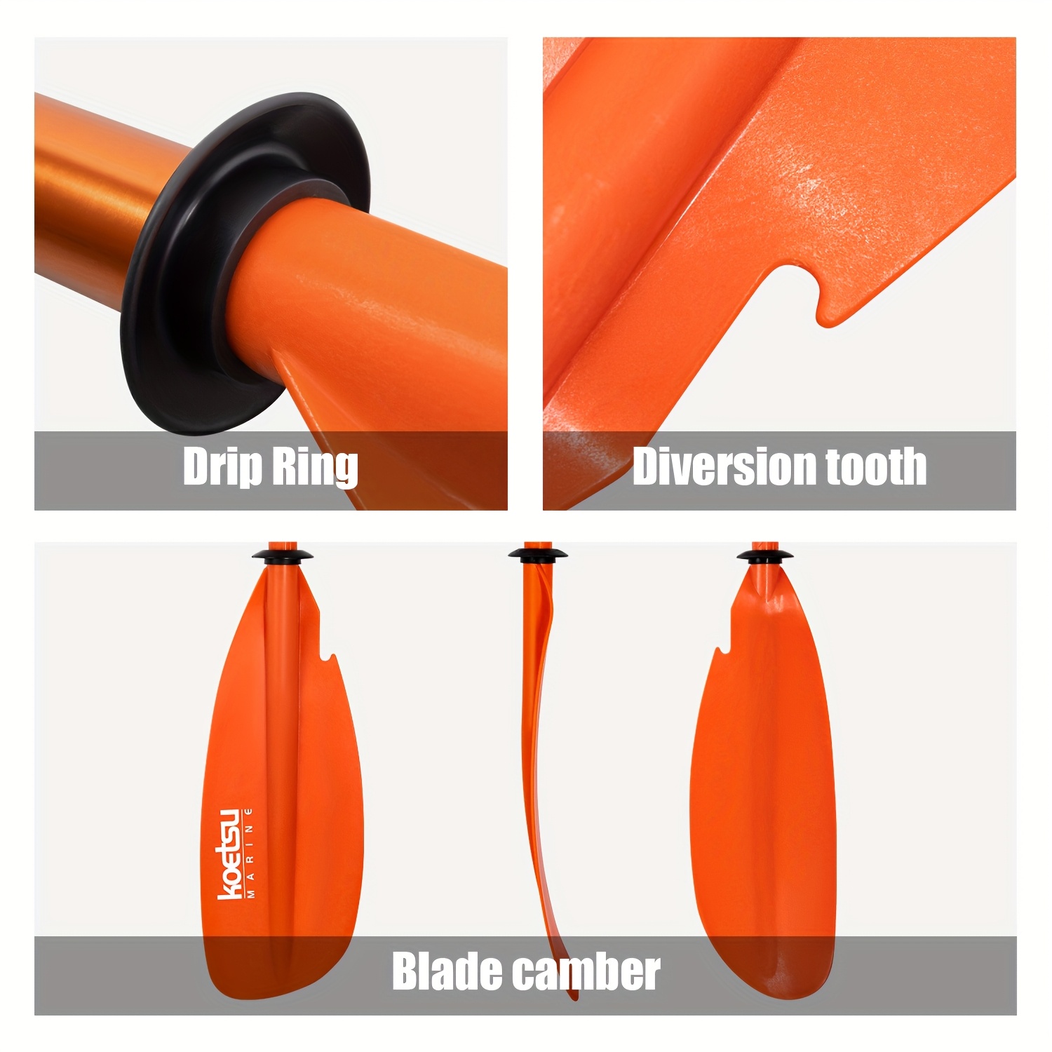 KOETSU Adjustable Kayak Paddle in Blue or Orange