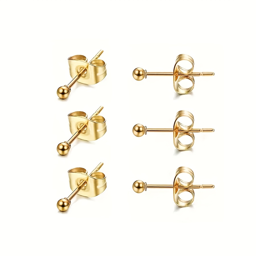 TEMU 6 stuks Mini 2mm Roestvrijstalen Oorbellen Set - voor Dames Dagelijks Gebruik