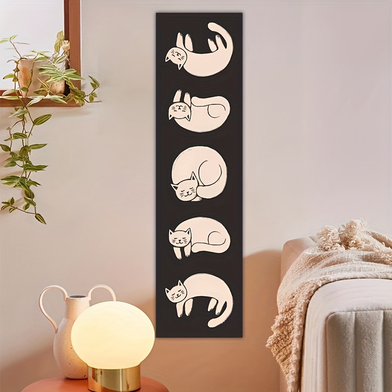 

Phase Cat Tapestry - Black & White Boho Wall Hanging For Bedroom, Living Room, Dorm Decor - Lightweight Polyester Home Art Gift