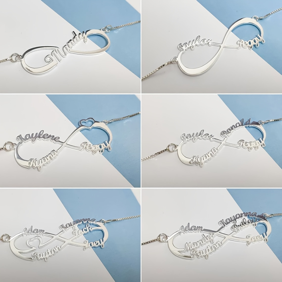 TEMU Customizable Infinity Name Necklace - Personalized Family Pendant With "family" Engraving, Stainless Steel, Elegant , Ideal Gift For Family ,