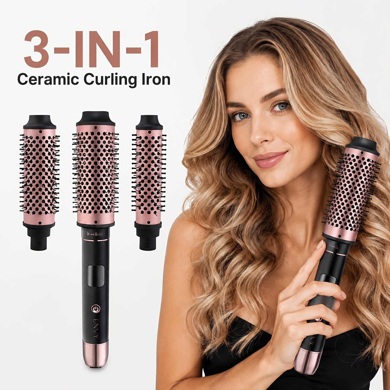3-in-1 Hair Curler With Comb, 38mm And 5 Temperature Settings, Ceramic Wave Plate For Perfect Waves, Christmas/black Friday Gift For Her, Travel