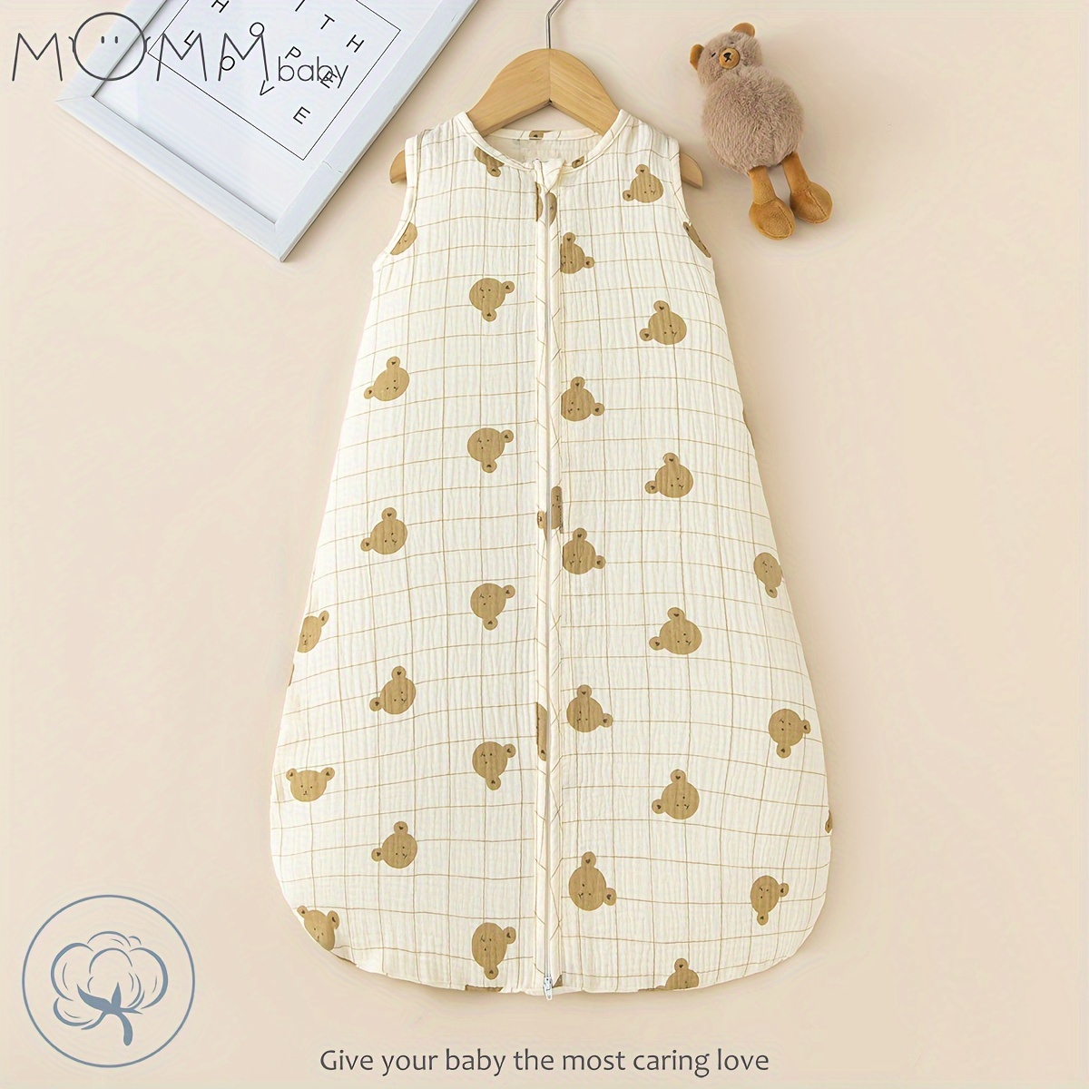 

Mommbaby Soft Cotton Baby Sleep Sack With Cute Cartoon Print - Dual Zipper, All-season Comfort For Newborns & Toddlers