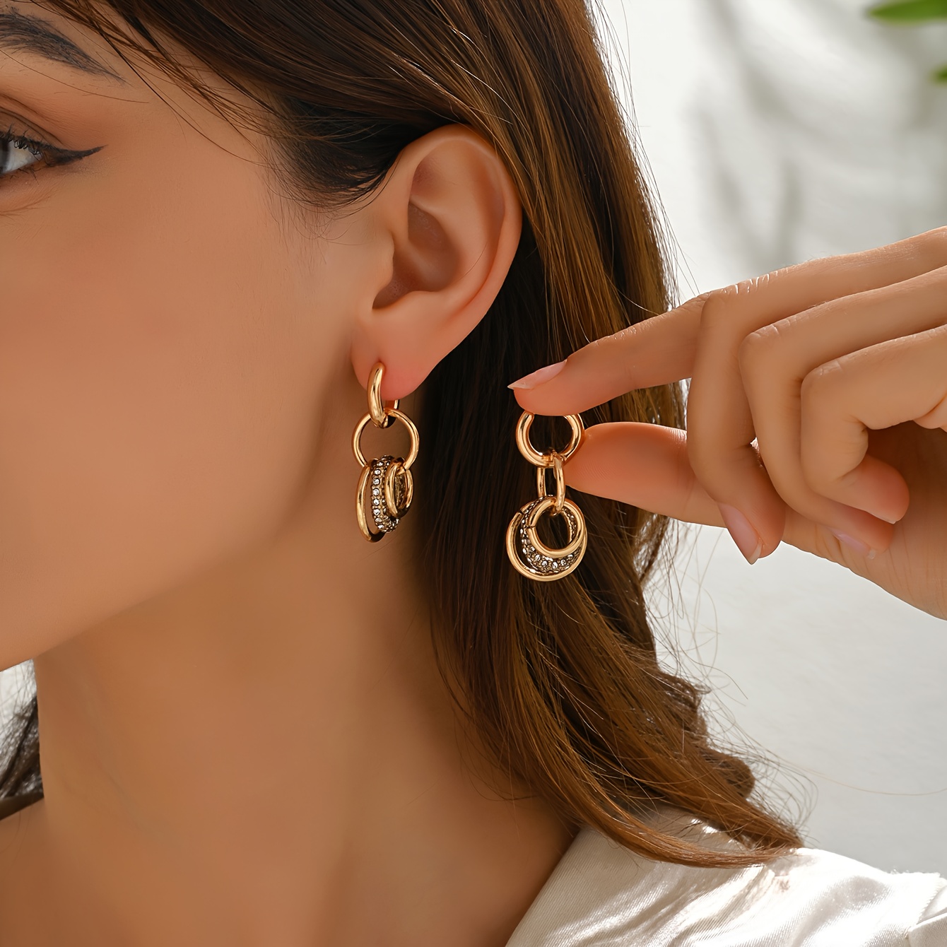 E-shop 1 Paar mehrschichtige Strass-Hoops Ohrringe für Damen