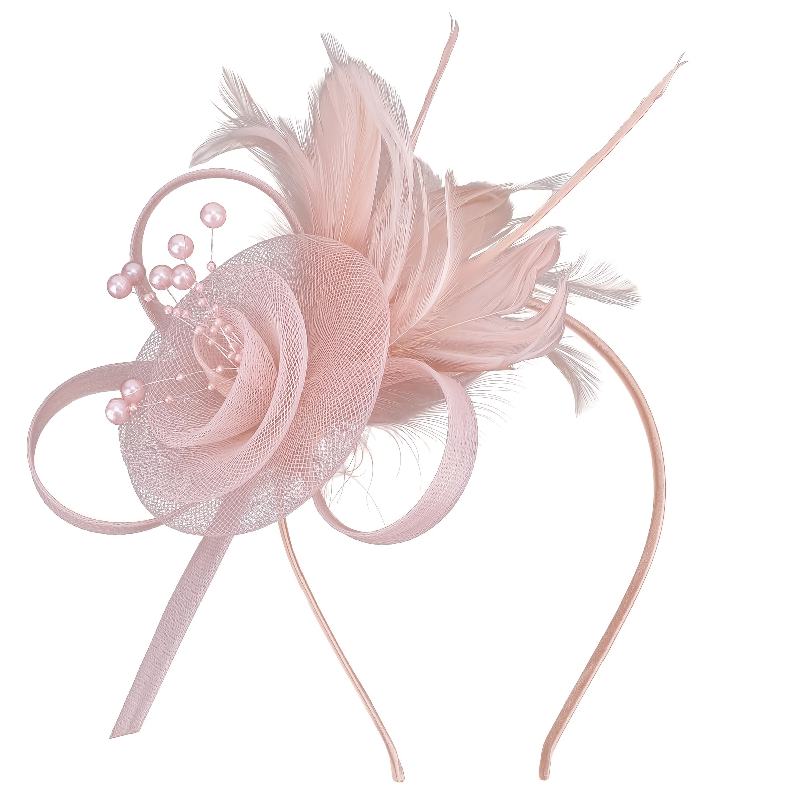 TEMU Fascinators Hats With Feather For Women 2026 Derby Hats Tea Party Hat With Headband And Clip