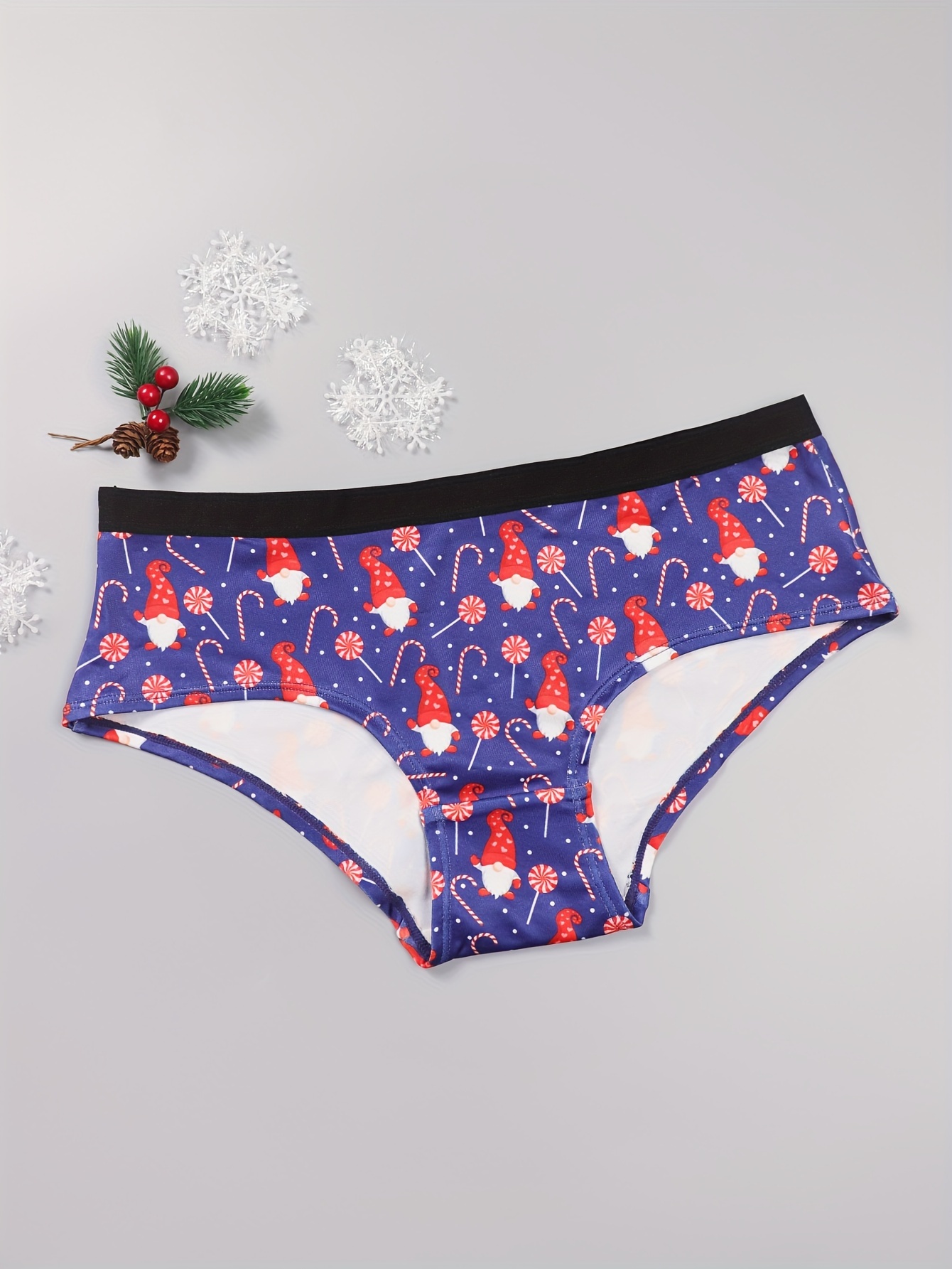 Elk Gnomes Gingerbread Man Print Panties Breathable Comfy Temu