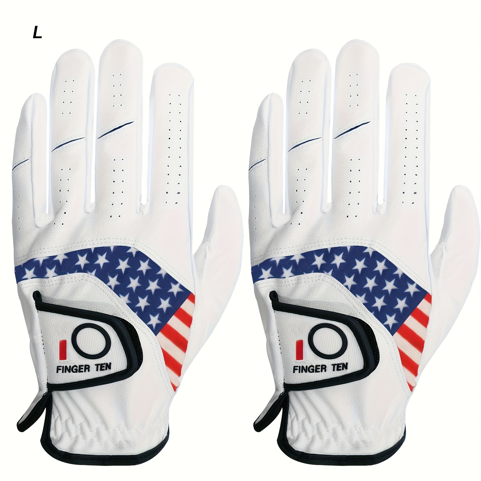 TEMU Finger Ten Men's Golf Gloves 2pcs Left Hand All Weather Gripsoft, Breathable Elastic Fits Golfer's Hand