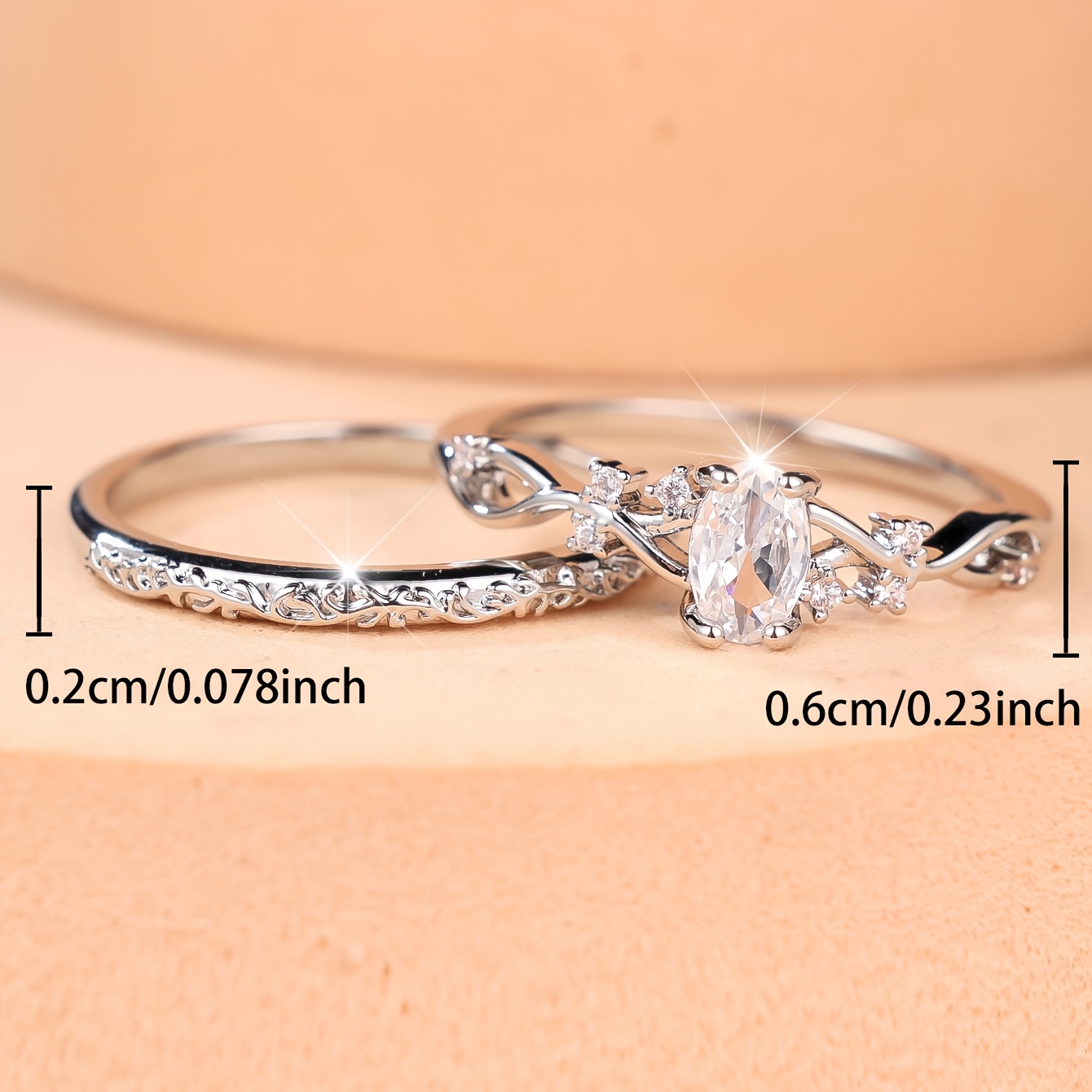 Women's Simple & Elegant Stackable Ring Set with Synthetic Zirconia