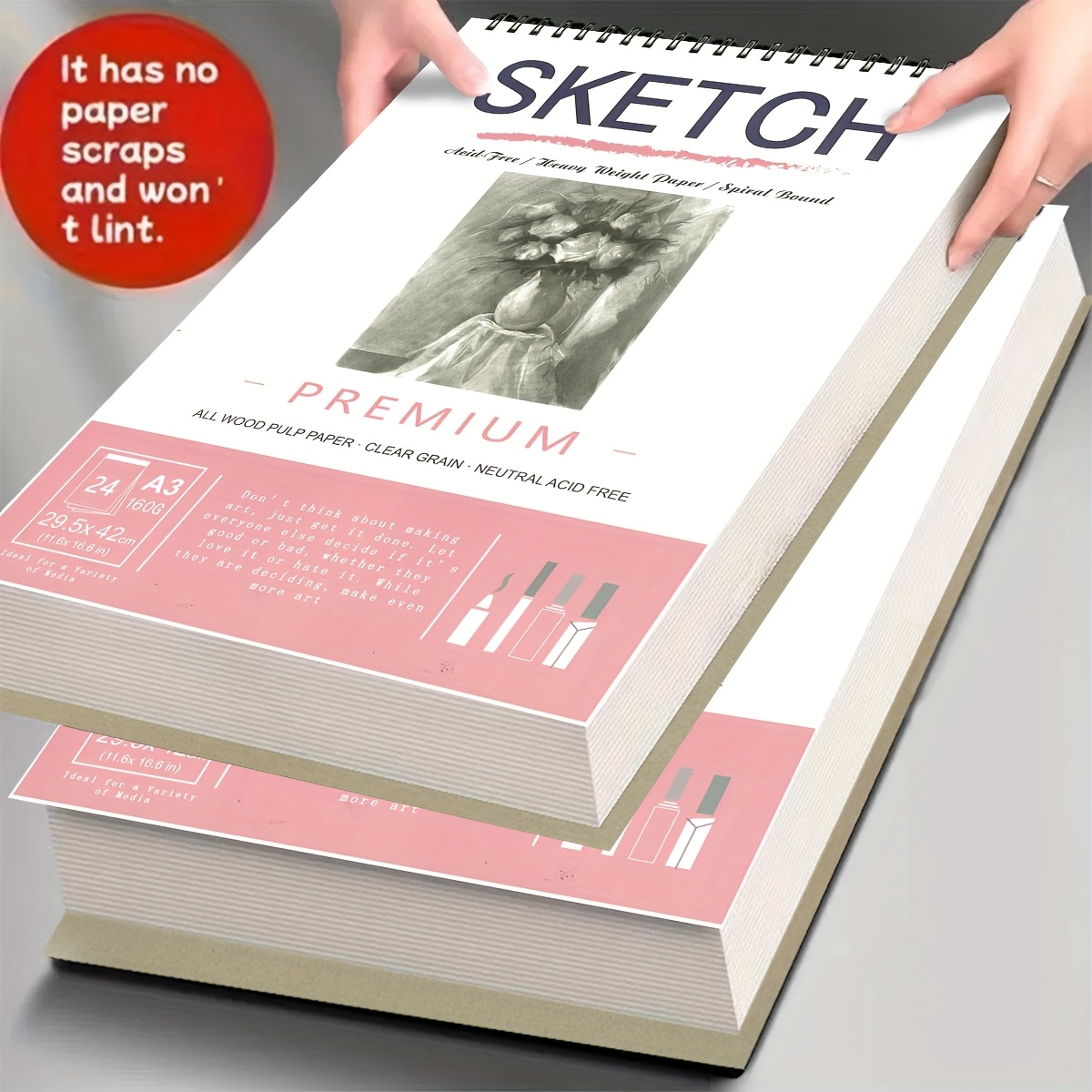 Large A3 Spiral-Bound Art Album Book – Thick Cover & Pages for Sketching, Painting, Drawing – Heavy-Duty Binding Photo Portfolio for Artists, Art Students – Professional Portfolio Book for all Skill Levels (Durable Art Supply)