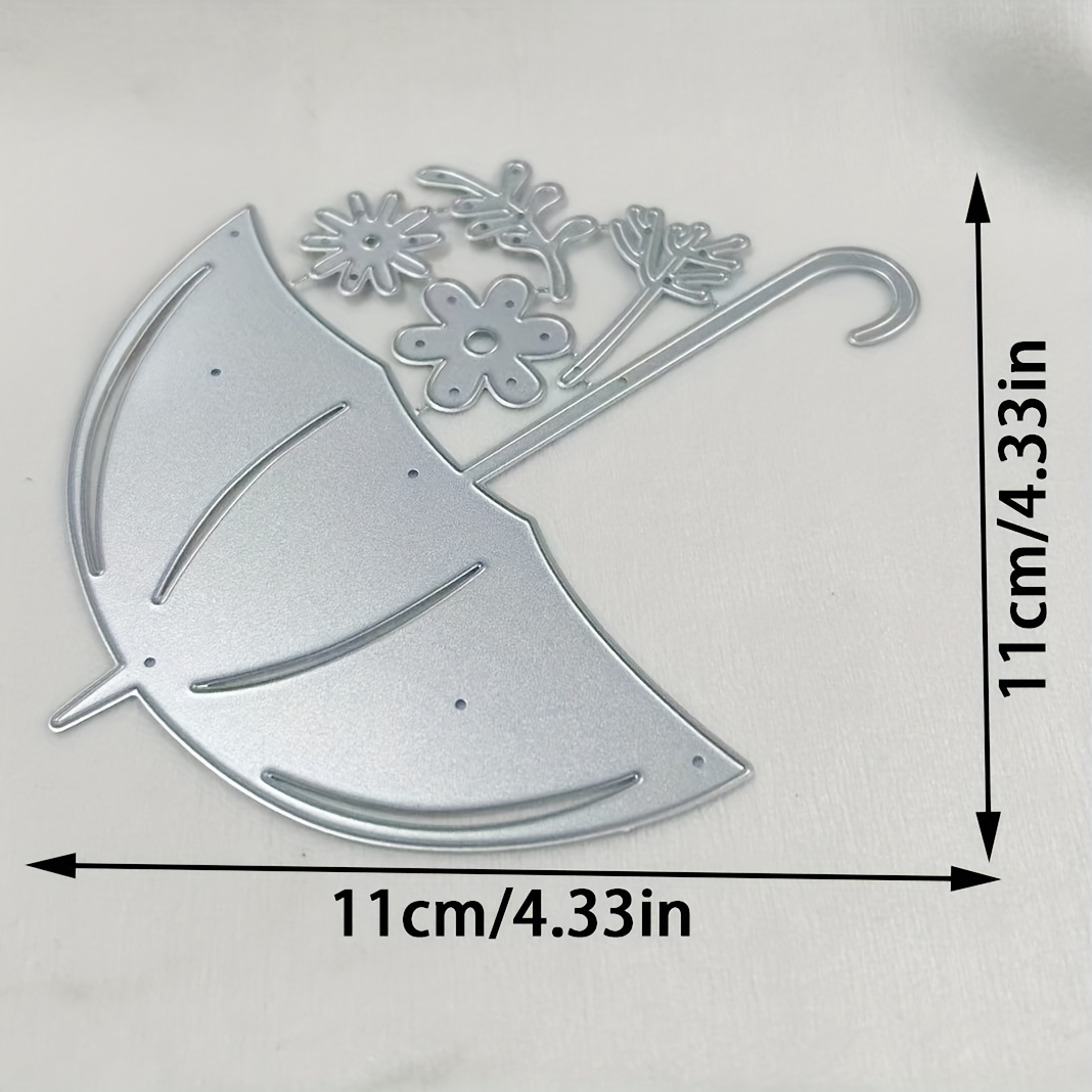 TEMU 1pc Umbrella And Flowers Metal Die Cut, Diy Scrapbooking Embossing Stencil, Handmade Greeting Card Making Metal Cutting Dies, Gift Card Making