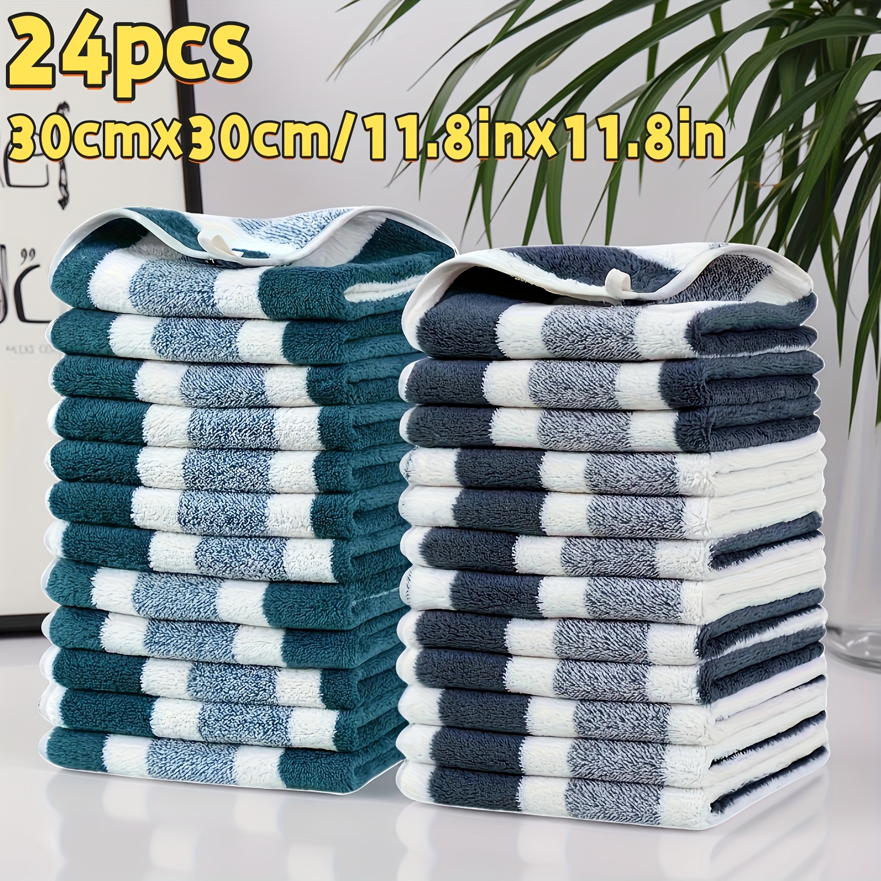 TEMU Ensemble de 24 pièces de petites serviettes à motif large de 30 cm x 30 cm / 11,8 x 11,8 pouces, serviettes pour , chiffons de nettoyage, de ,