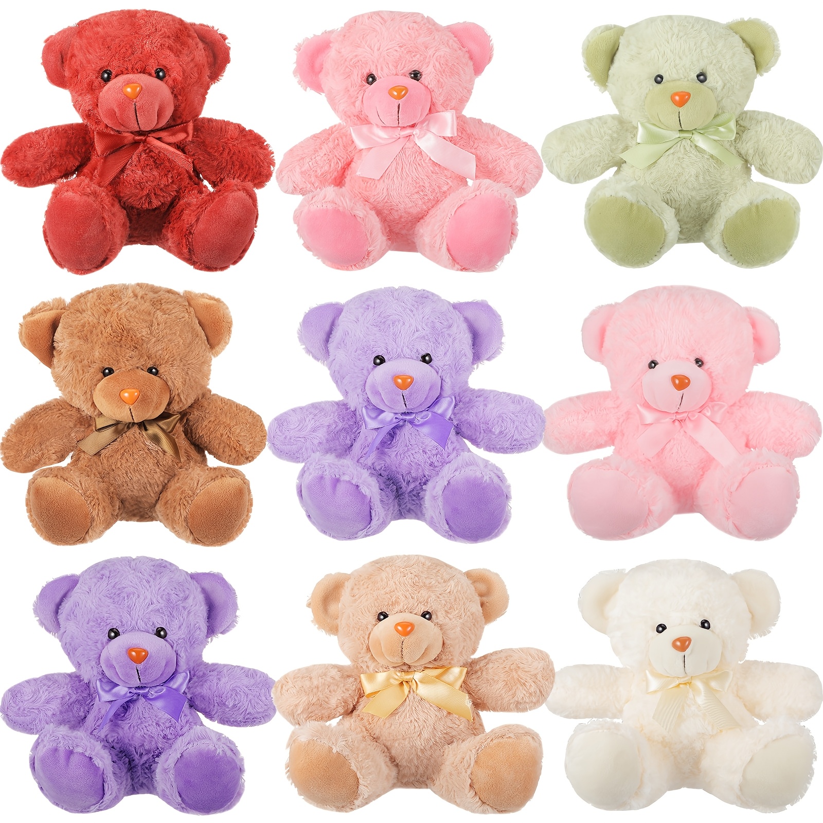 

9 Packs Bear Bulk 8 Inch Plush Stuffed Animals In 9 Colors Doll For Graduation Birthday Wedding Decorations Party Favors (multi Color)