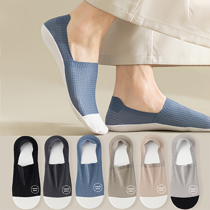 6 Pairs Spring Summer New Breathable Sweat-absorbing Solid Color Versatile Comfortable Men Women Same Style Non-slip Invisible Boat Socks, Sweat-resistant