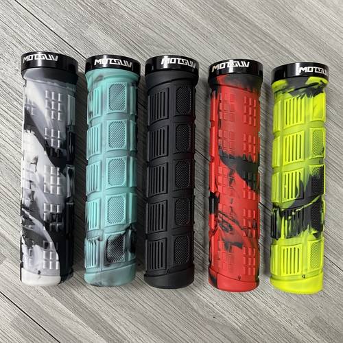 mixed color locking bicycle handlebar grips anti slip tpe professional cycling handlebar grips suitable for mountain bikes and colors white black red black yellow black teal black