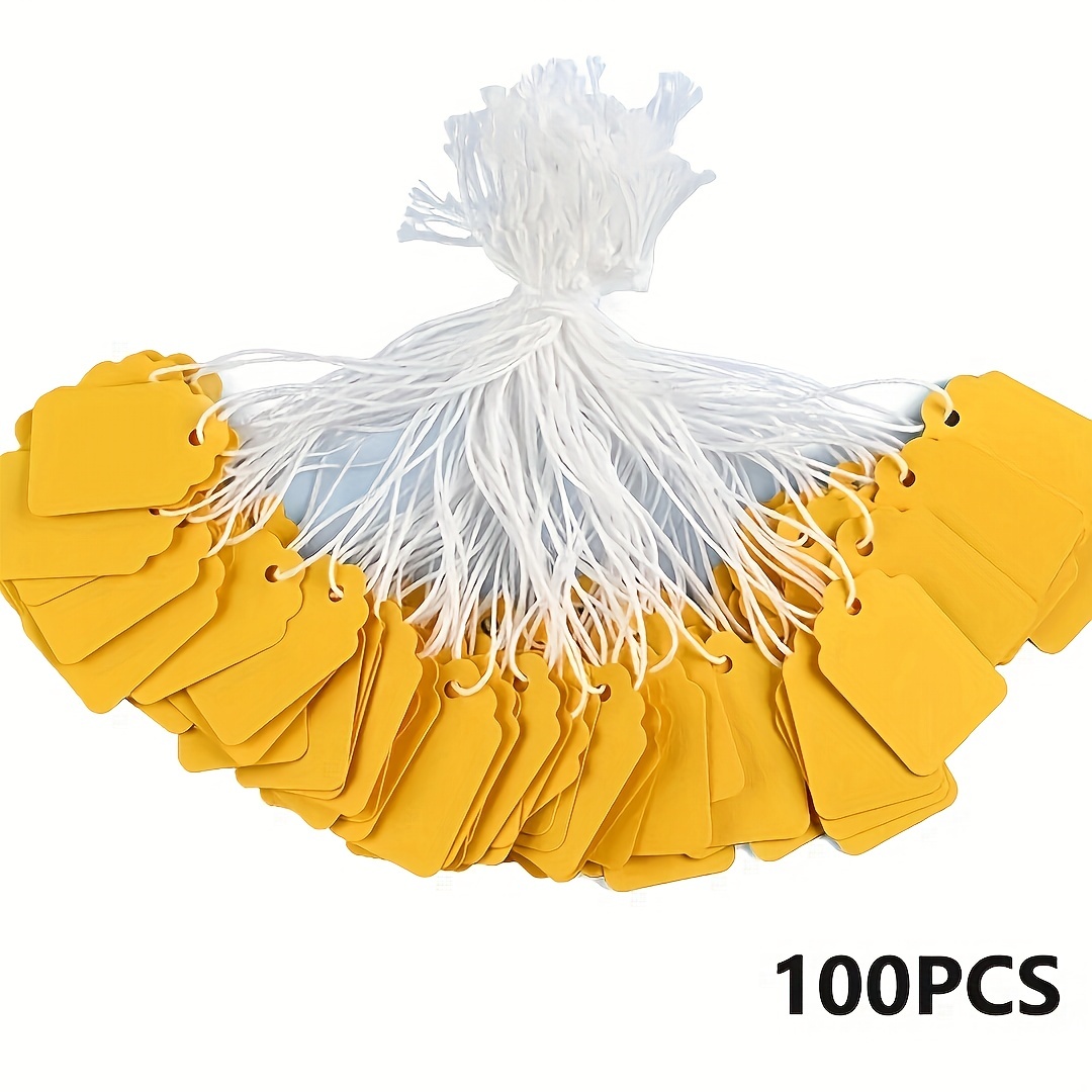 

100pcs Vibrant Yellow & White Gift Tags With - 1.38"x0.87" Price Tags For Handmade Goods, Clothing, And Art Pieces - Cute Aesthetic Mini Labels For Teens & Crafters