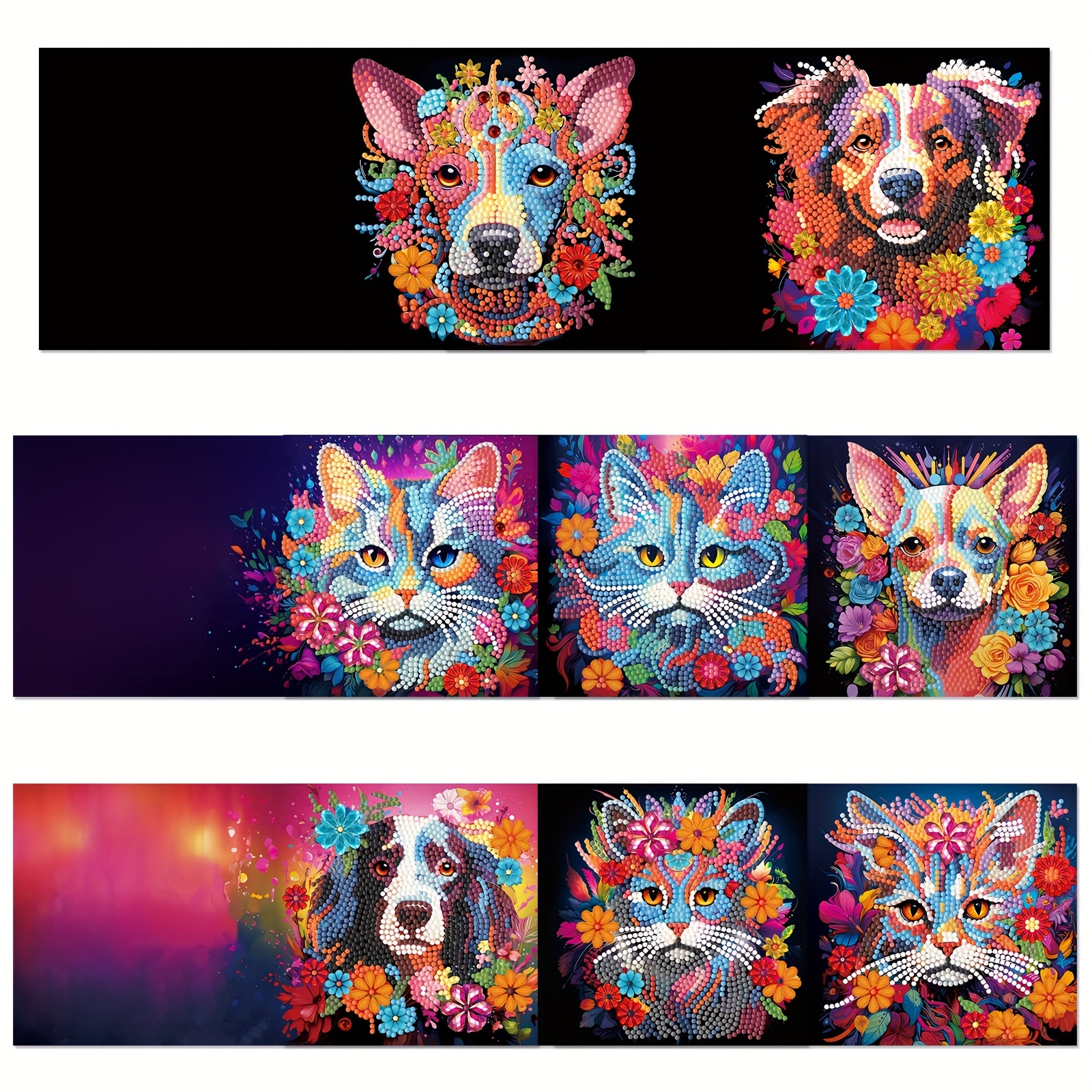 

8pcs, Diy Animal Diamond Art Painting Greeting Card, Cat And Dog Patterns Diamond Art Cards For Beginner Cards Gift For Family Friends, Small Business Supplies, Thank You Cards