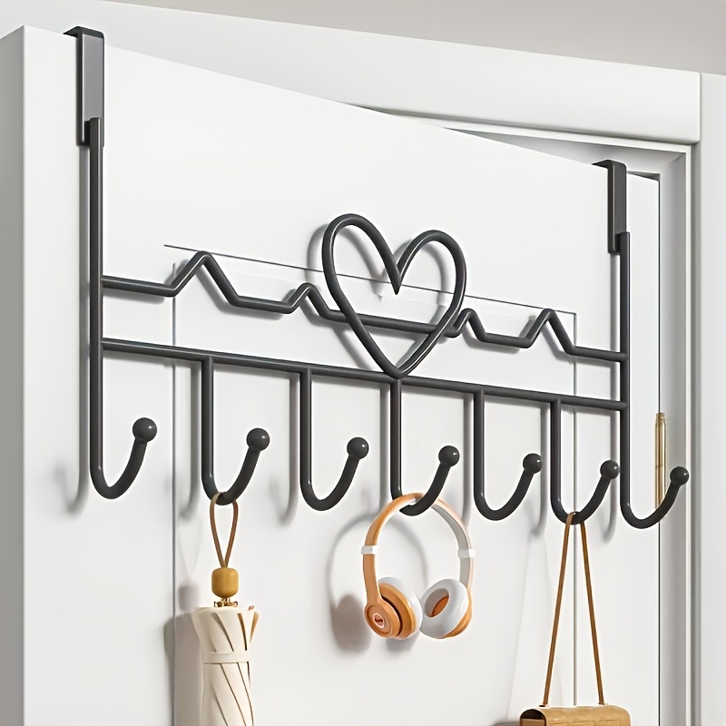 seamless installation back door hook with 7pcs hooks black cast over the door hanger suitable for bathroom and bedroom clothes
