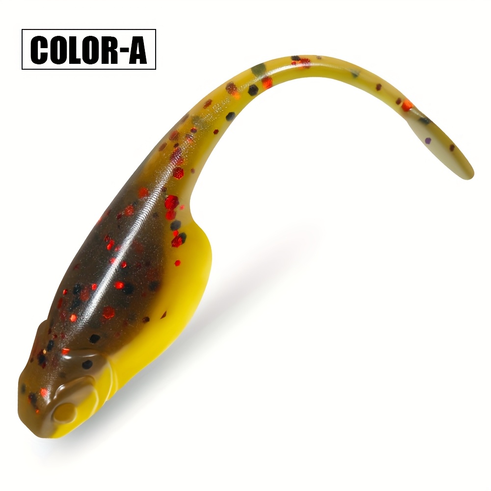 TEMU Spinpoler Soft Fishing Lure 5cm Tpr Micro Worm Willow Tail Shad Bait Baby Shad Floating Fish Artificial Plastics Mini Ajing Thick Body Flat Tail