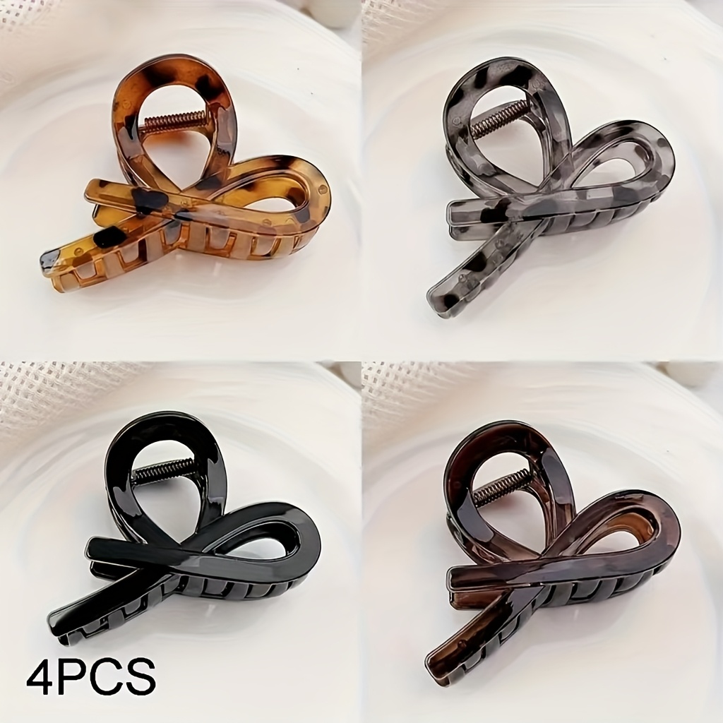 4pcs Set Bow Half Hair Clip, Fashionable Multi-functional Shark Clip Hair Accessory
