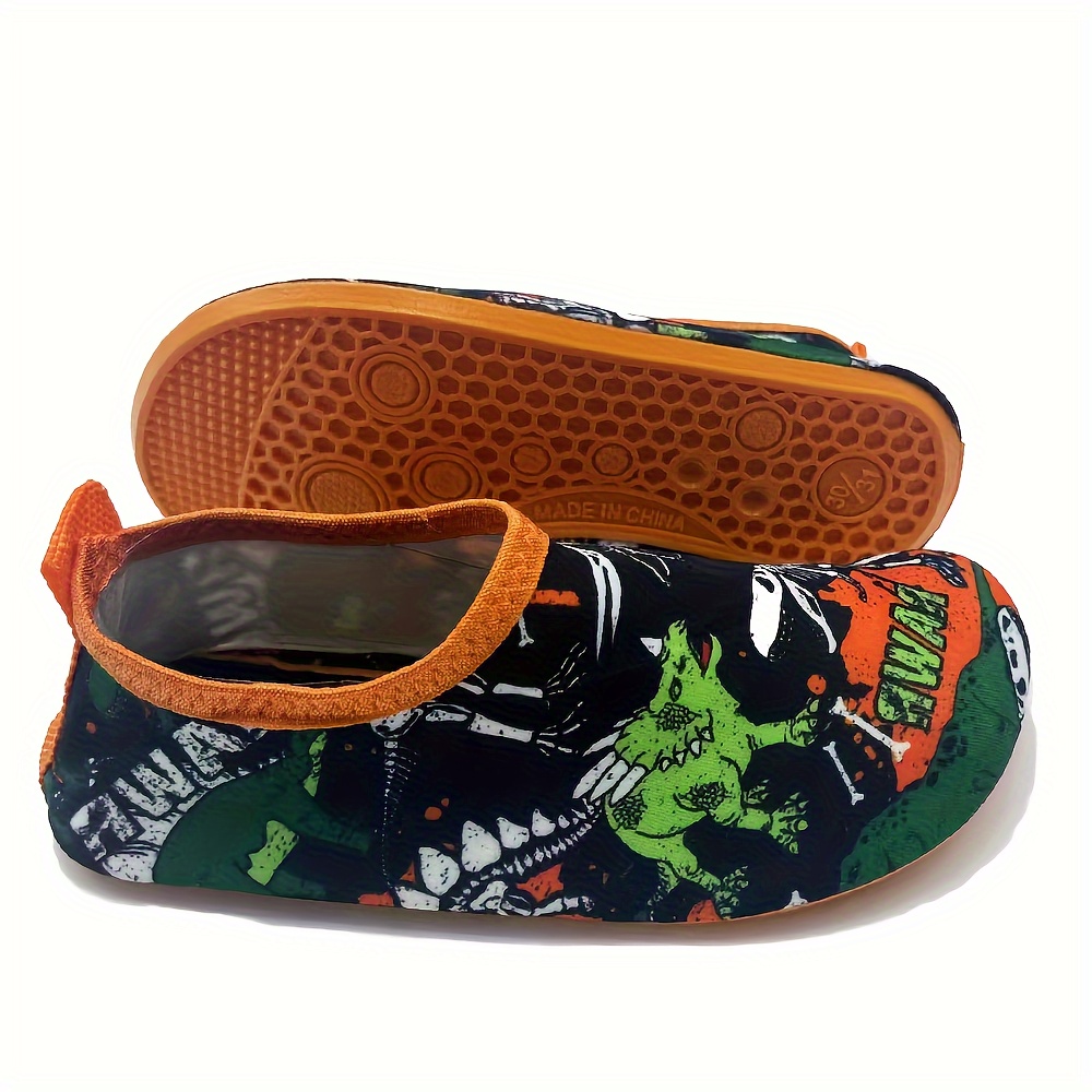 Dinosaur Print Quick Dry Slip On Water Shoes, Casual Outdoor Walking Shoes