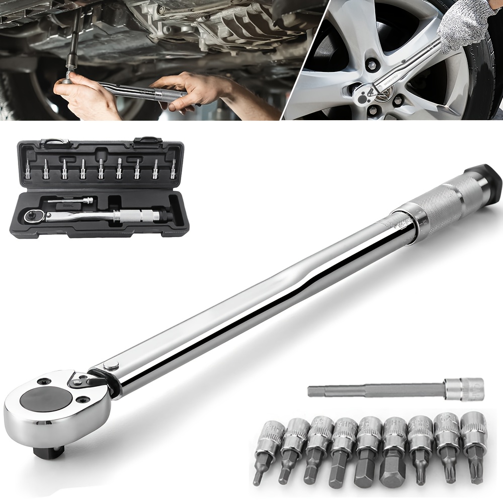 11pcs Drive Spark Plug Socket Set, Including Click Torque Wrench, 10-inch Extension Bar, Universal Joint & Spark Plug