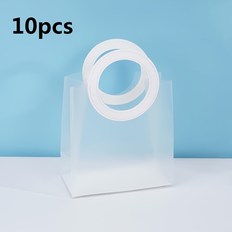 TEMU Gift For Her/him 10pcs Elegant Transparent Pvc Gift Bags With Stunning White And - Perfect For Birthday, Party Favors, And Special Occasions -