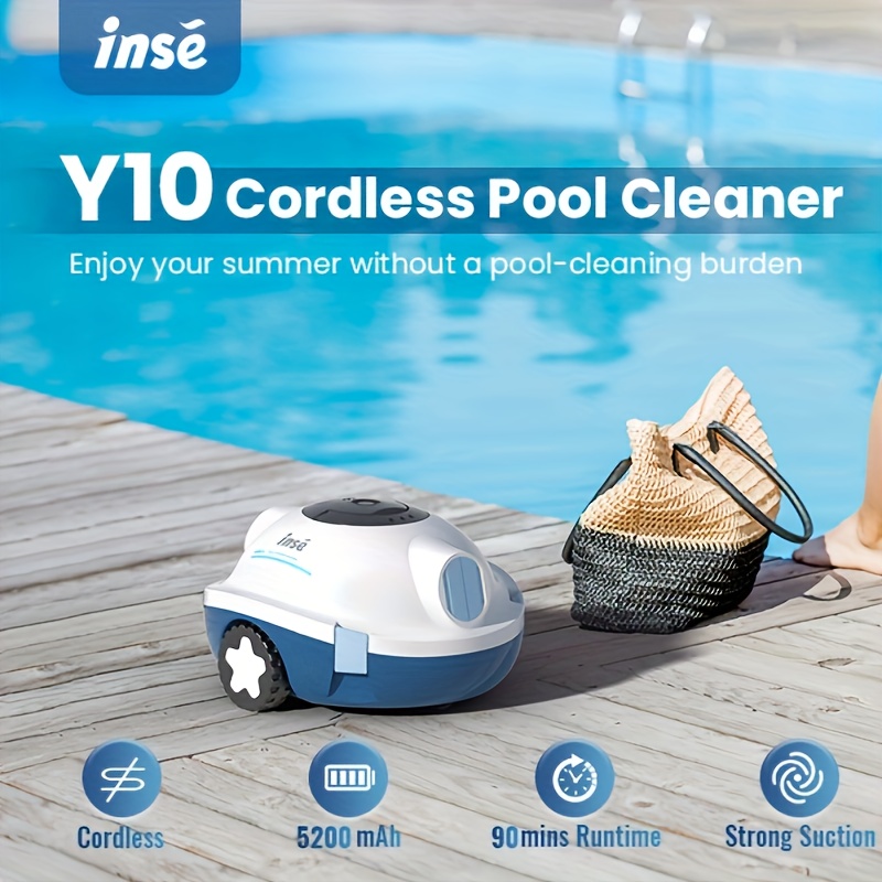 

Cordless Robotic Pool Cleaner, Automatic Pool Vacuum, 90 Mins Runtime, Powerful, Self-parking, Lightweight, Ideal For Flat Above/in-ground Pool Up To 65 Feet/1100 Sq.ft