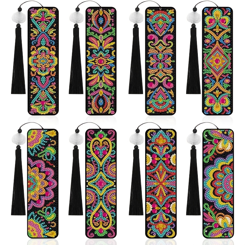 TEMU 2d Flat 8pcs Bookmark Set, Adult Tassel Bookmarks, Painting Art, Bookmarks For Book Lovers (mandala)
