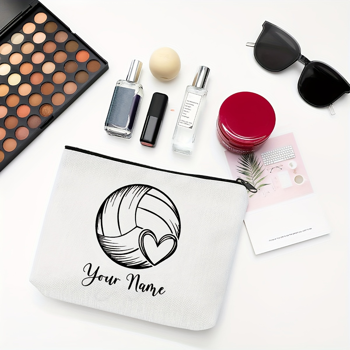 Volleyball‑Make‑up‑Tasche Mit Lippenbalsam‑Halter – Neopren‑Set Für Teenager, Geschenk Für Spielerinnen