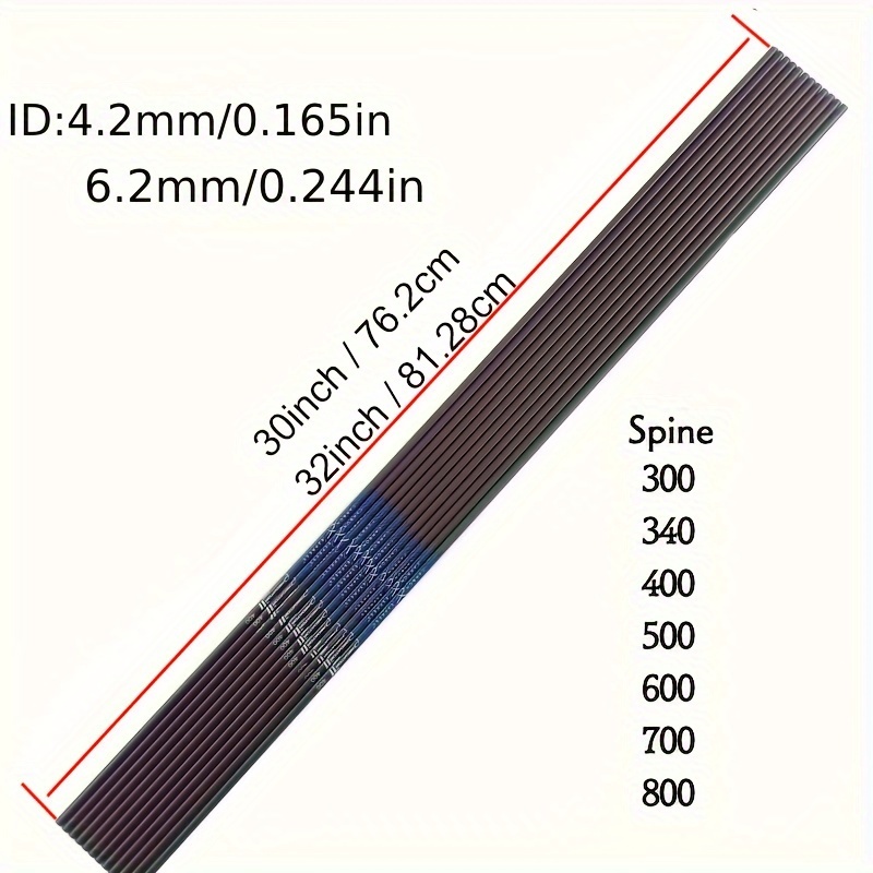 12pcs archery pure carbon arrow shafts id4 2mm 6 2mm spine 400 500 600 700 800 900 1000 recurve bow accessories