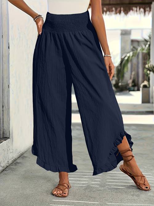 womens fashion solid color high waisted loose pants