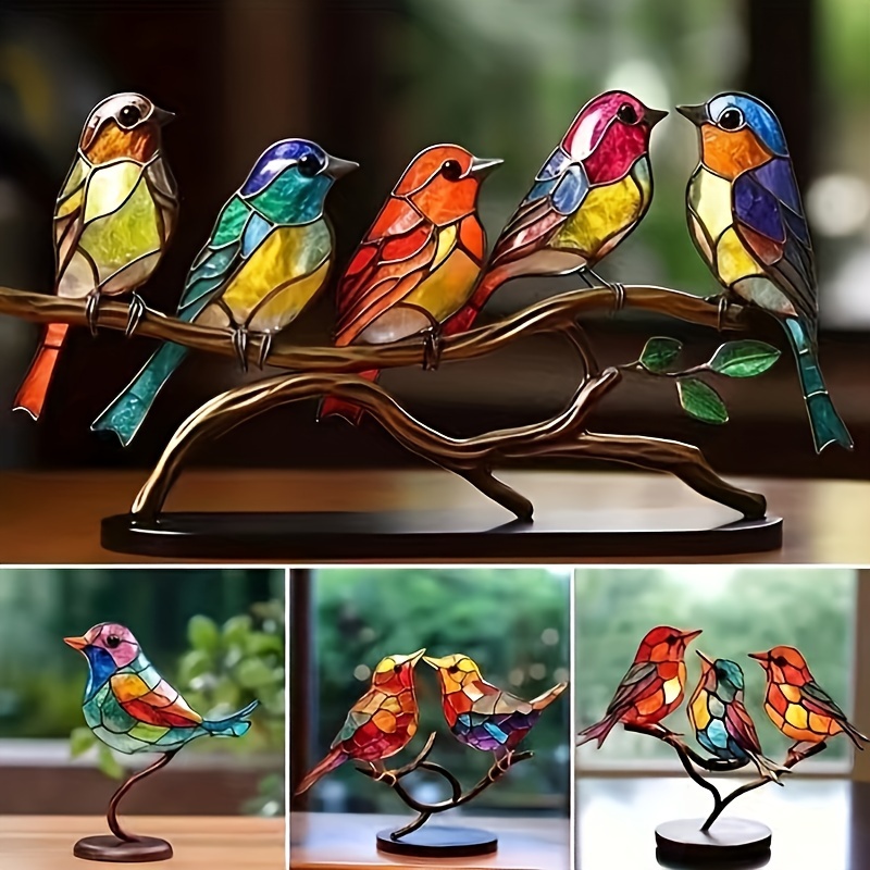 

1pc, Charming Acrylic Bird Statue - Vintage Style Home Décor For Weddings And Special Occasions