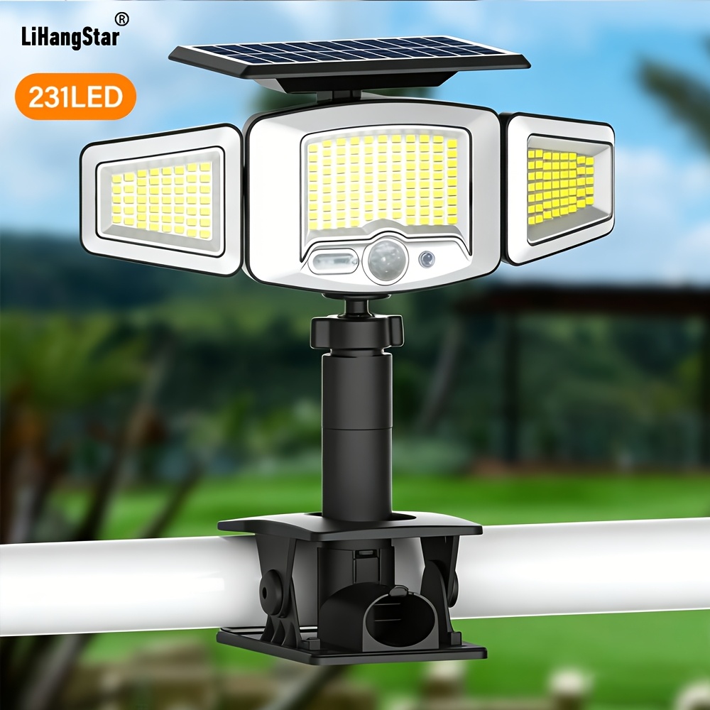 Image of Lihangstar Solar Garden Lights, Motion Sensor, Ip65 Wall Light, Clip Mount, Sconce, 3 Lighting , Suitable For Garden, Yard, Street, Patio, Porch Lighting