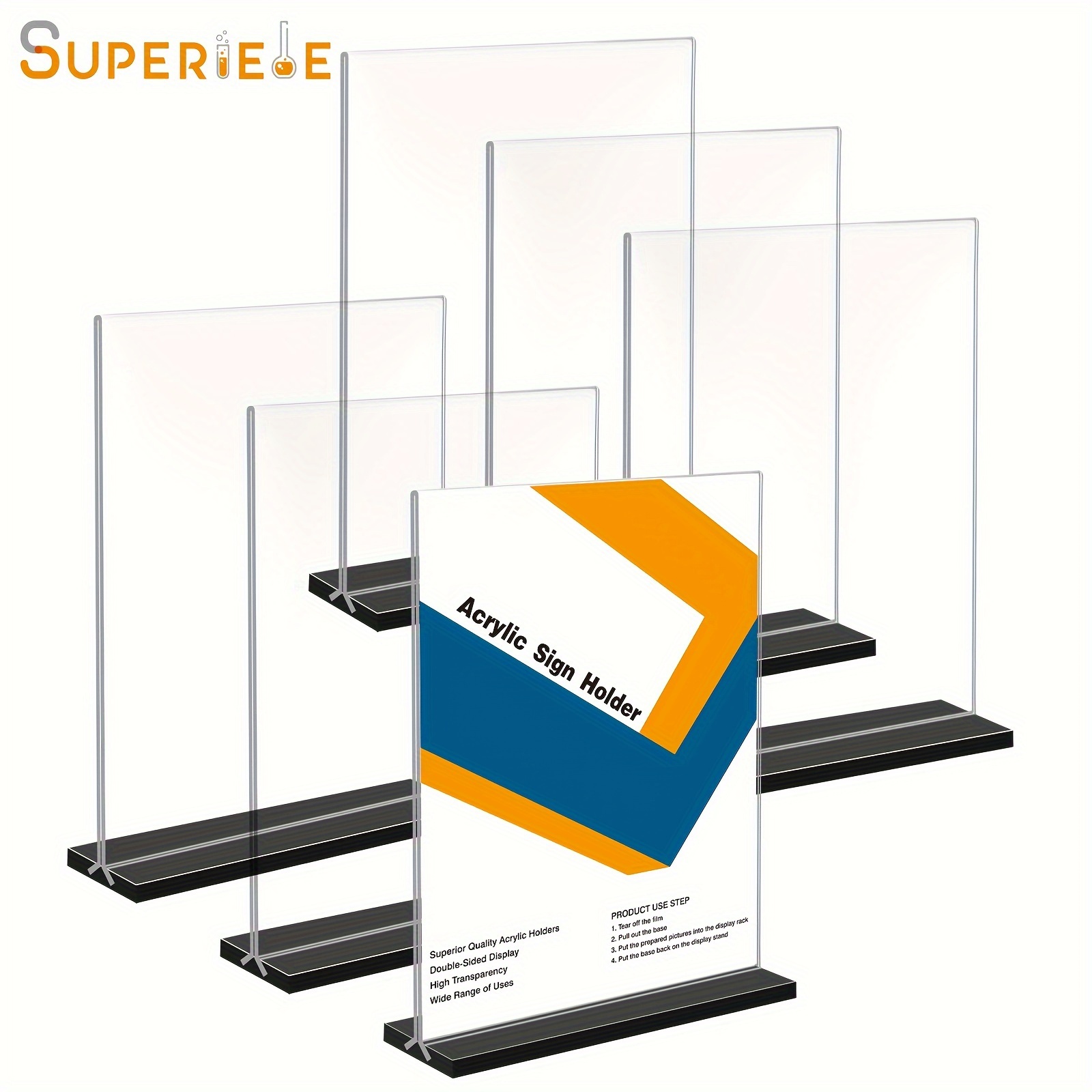 

Superlele 6pcs Acrylic Sign Holder, 8.5x11 Inches, Holder Double-sided, Plastic Flyer Stand Menu Table Display Holders For Office Restaurants Show Fair