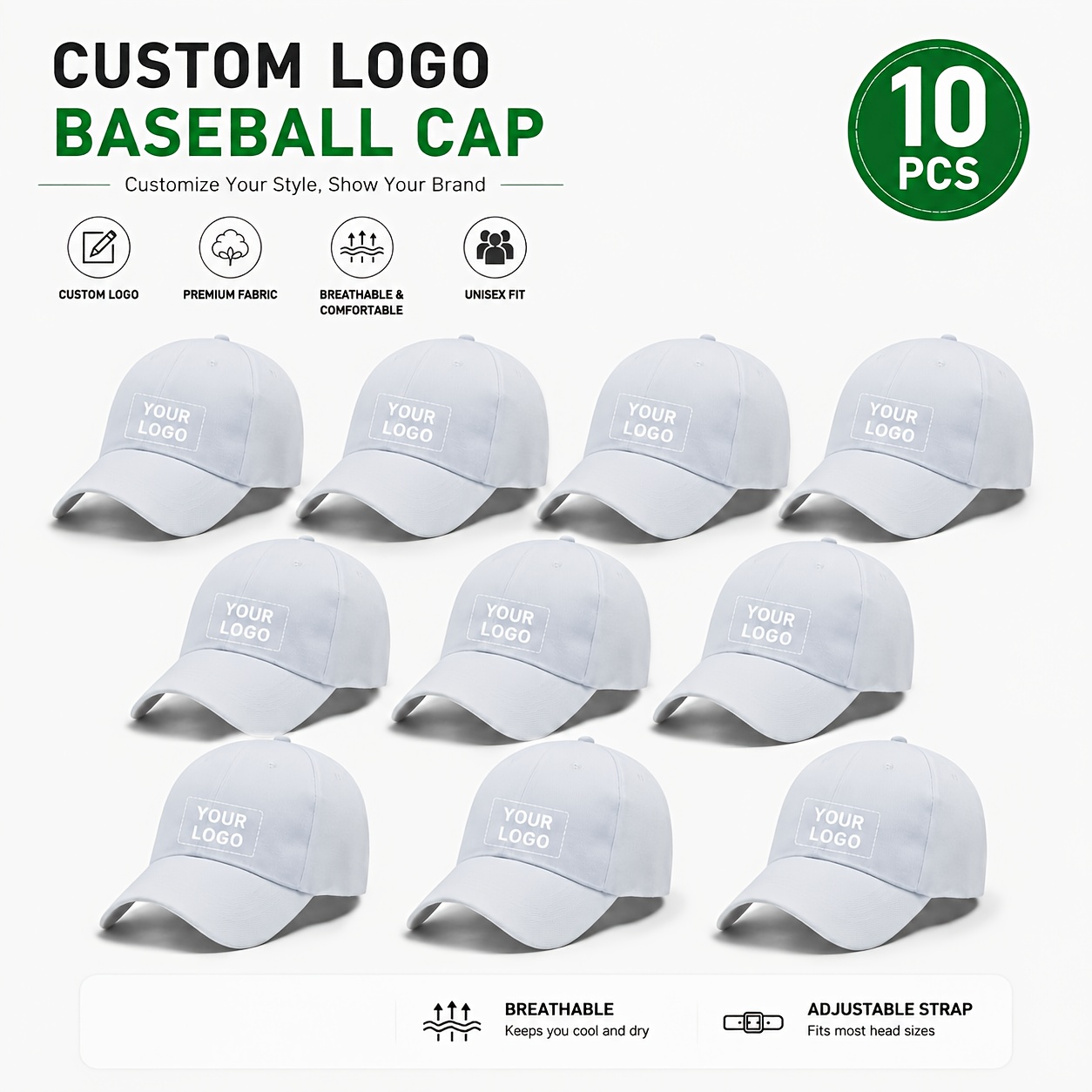10pcs Custom Pattern Halloween Baseball Caps, Adjustable for Adults