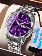 stainless steel quartz watch blue dial with roman date calendar display waterproof ipx7 casual sporty style casual sporty watch elegant watch design quartz movement