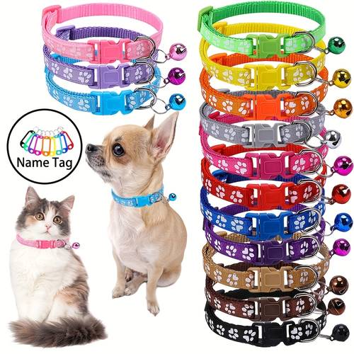 1pc of breakaway cat collars featuring bells and name tags suitable for female and male cats kitten collar with a bell collar for kittens breakaway cat collar puppy collar