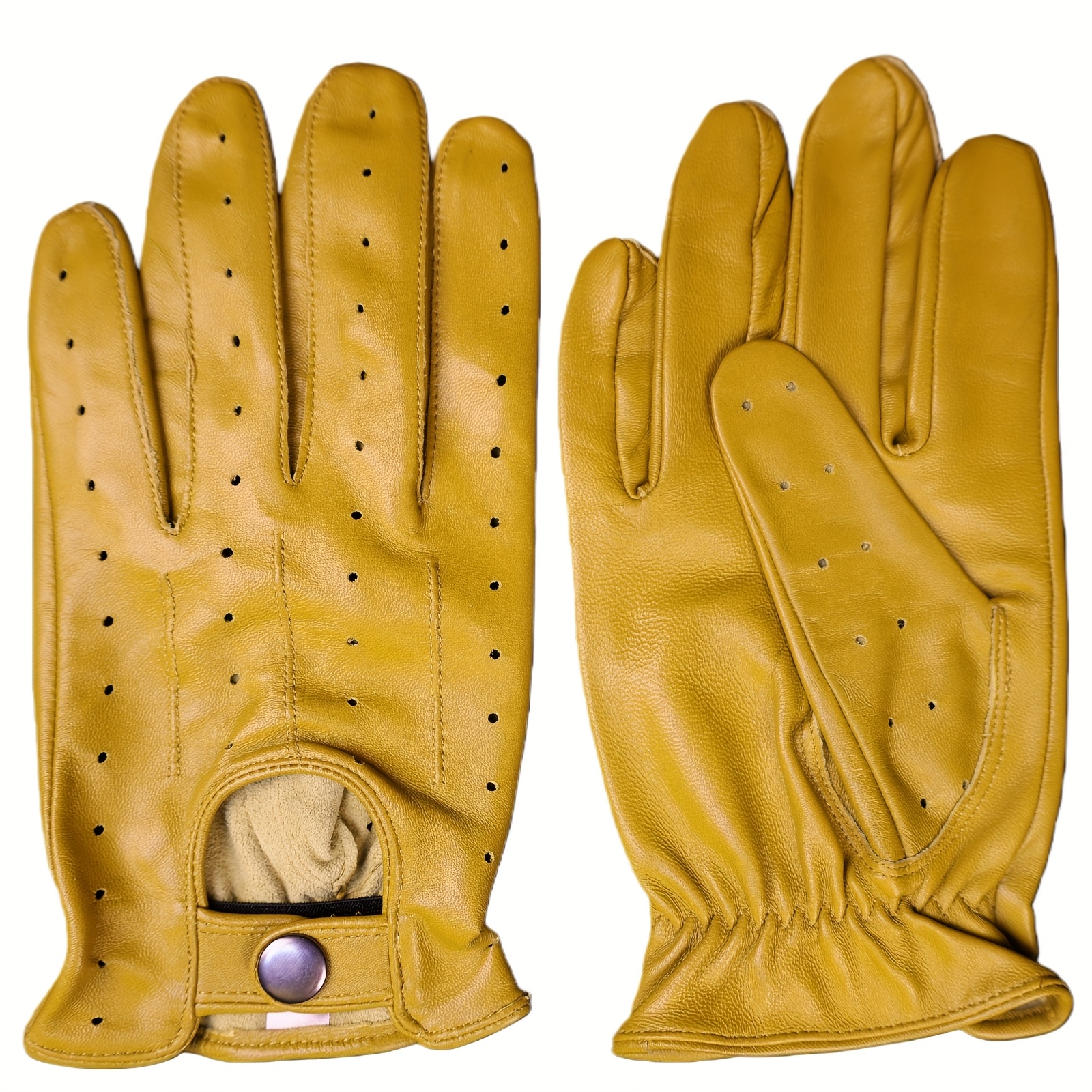 Image of Men's Touchscreen Unlined Leather Driving Gloves For Camping Hiking Soft Full Finger Genuine Leather Sheepskin Outdoor Gloves For Men