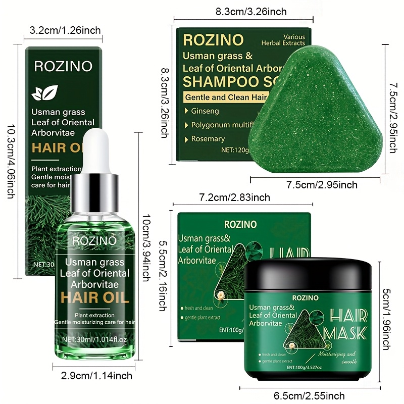 TEMU 10in 1 Shampoo Soap, Hair Mask, And Hair Oil Set, Natural Grass And Platycladus Extract, Anti-static Tips For Autumn And Winter, Instant Deep