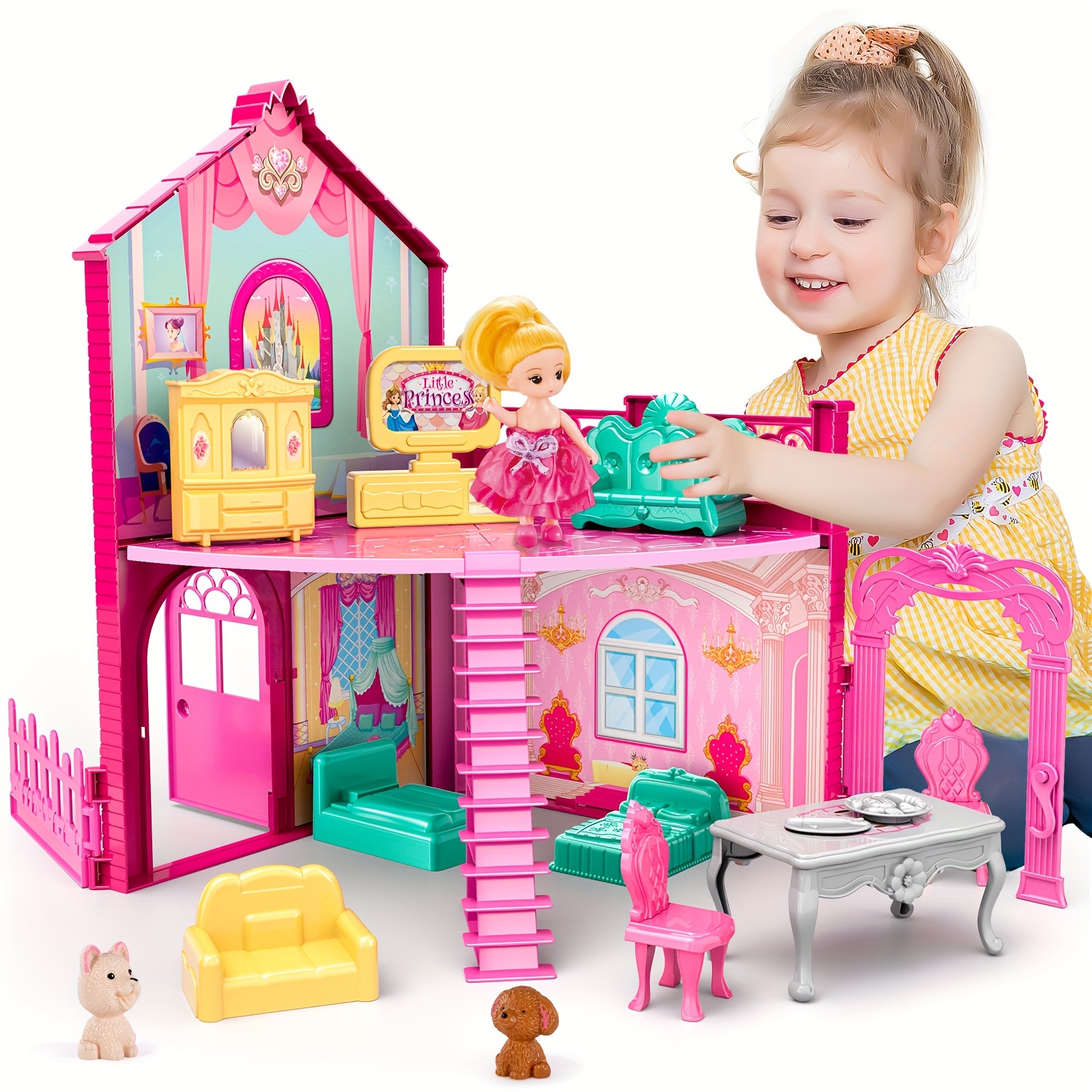 

Doll House For Girls Toddlers Kids, Diy Dollhouse, Pretend Playhouse Birthday Gifts