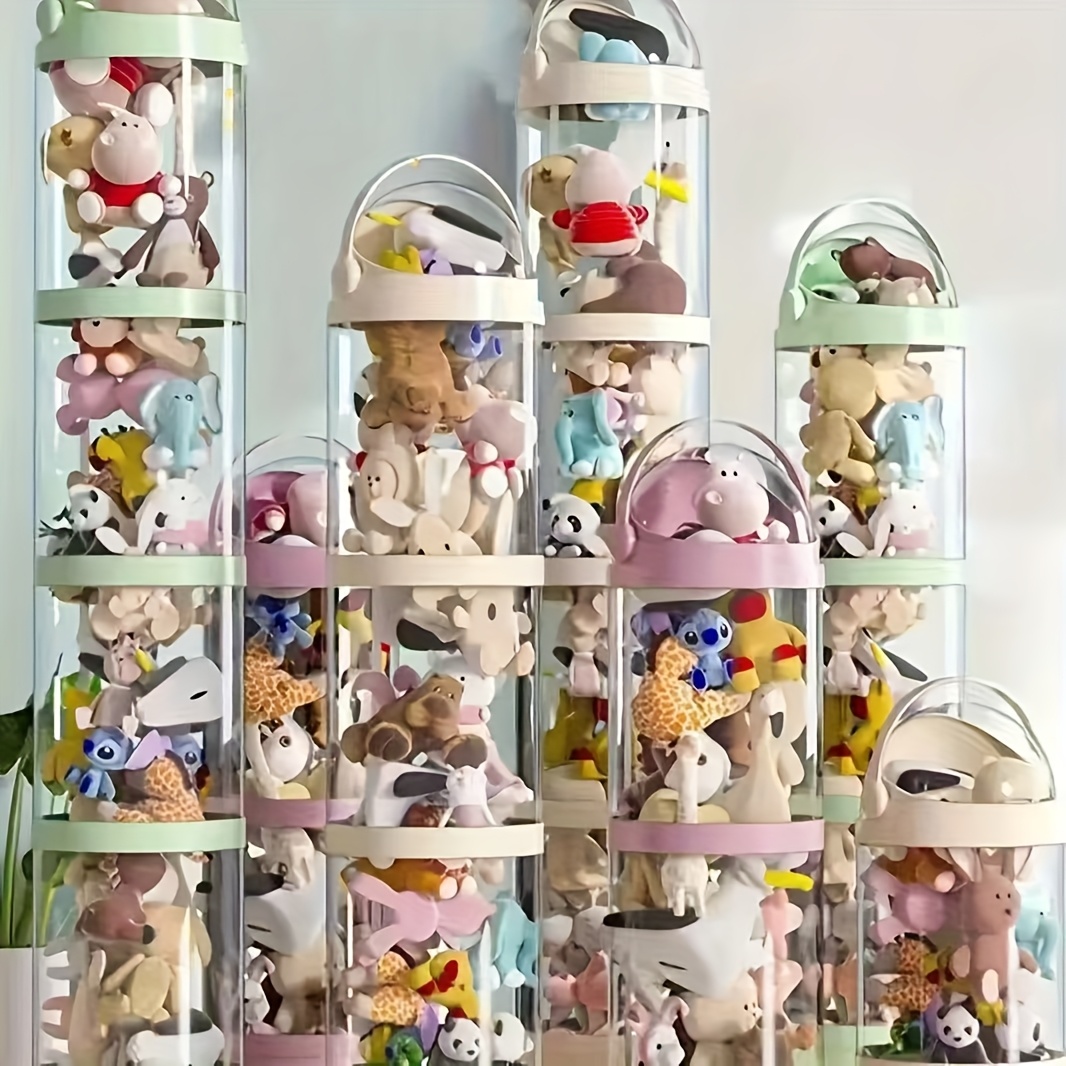 Stackable Plush Toy Sliding Lid Storage 3-Tier Stackable Stuffed Animal Storage - Clear ...