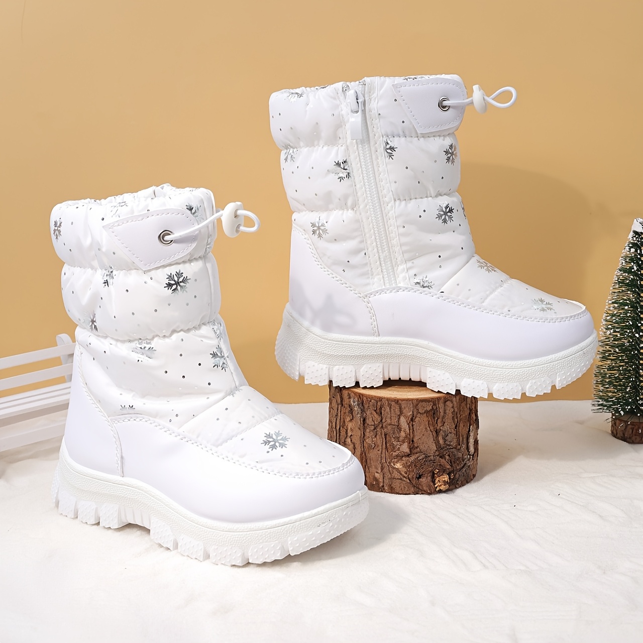 Meisjes Winter Sneeuwlaarzen - Verdikte Warme Anti-Slip Traction Tread, Elastische Sluiting, Ronde Neus, met Accenten - Koud Weer Buitenspelen, School, Sneeuwlaarzen Voor Meisjes