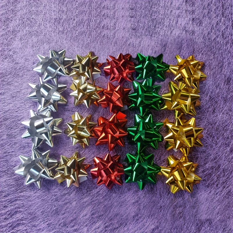 120 value Christmas and daily gift packaging bows, 6 color combinations, star flower with flowers, wedding party gifts 5cm/1.96 inches