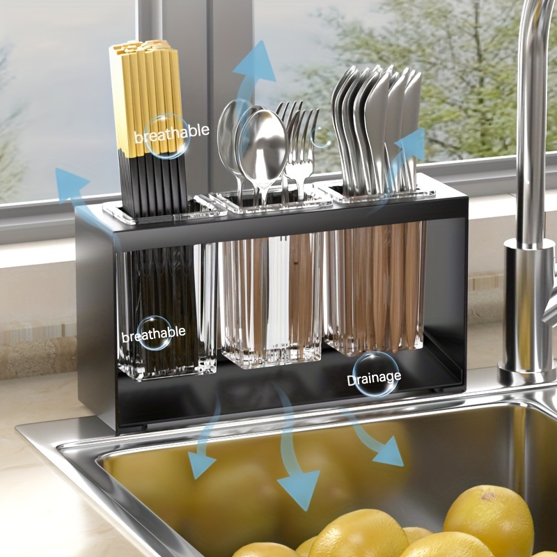 

Kitchen Organizer - -saving Metal/plastic Storage -in Drainage, Sponge , , Utensil Storage For Knives, & , And Organization