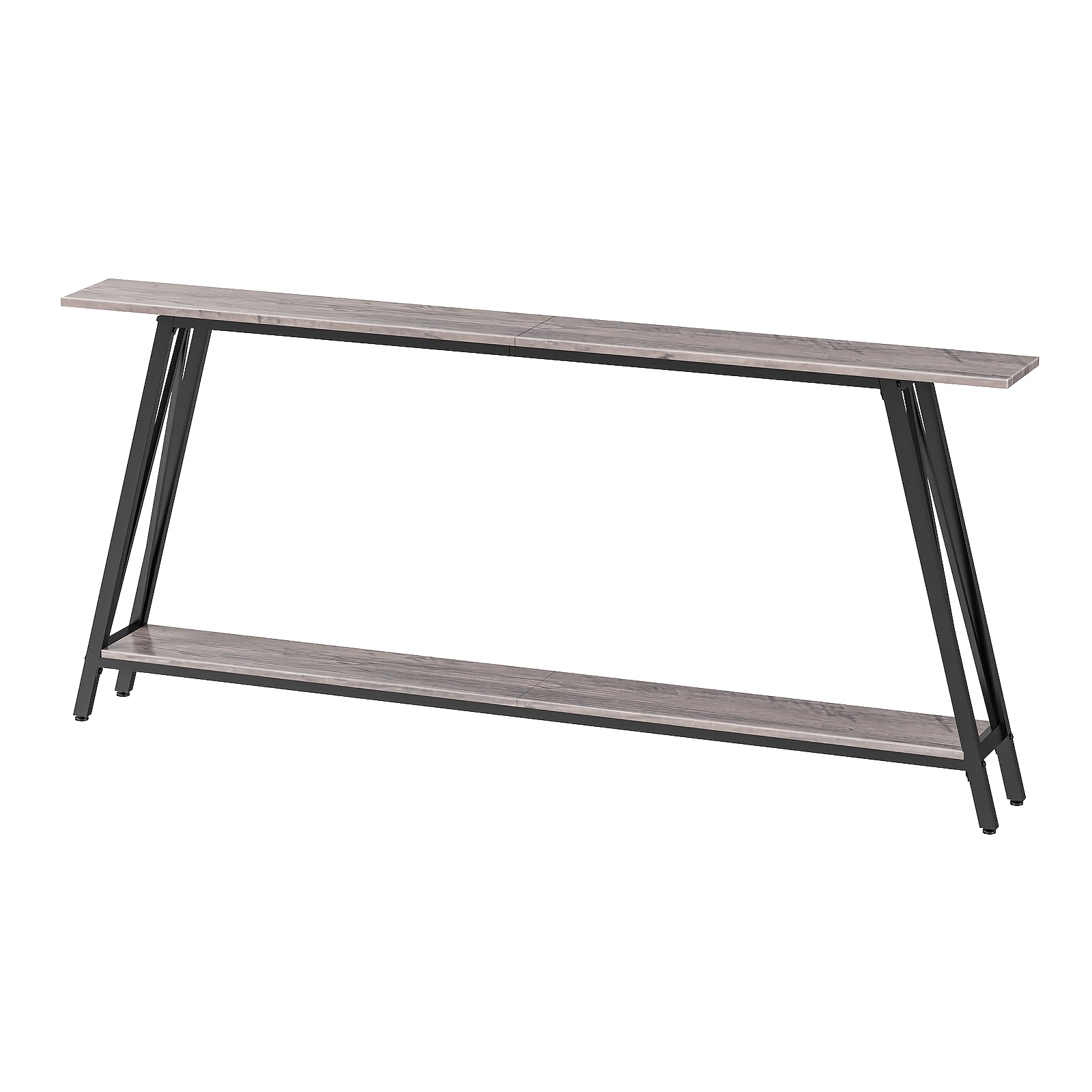 180cm Console Table, Console Table, Narrow Entrance Table, Extra Long Sofa Table, Entrance Industrial Table, 2-layer Console Sofa Table Behind The Sofa, Rustic Brown And Black, Light Gray