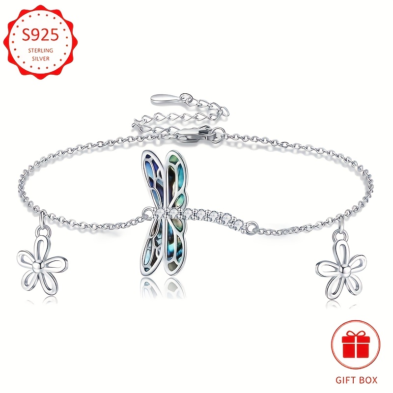 Dragonfly Bracelet 925 Sterling Silver Double Layer Chain Gift