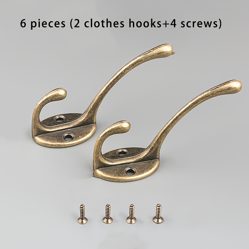TEMU 2 Bronze-colored Coat Hooks + 4 M3*14 Screws, Total 6pcs, European-style Alloy Swan Coat Hooks - Suitable For Entryway, Bedroom Door Back Coat